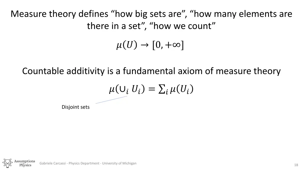 measure theory defines how big sets are how many