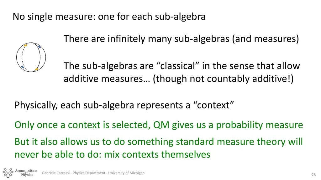 no single measure one for each sub algebra