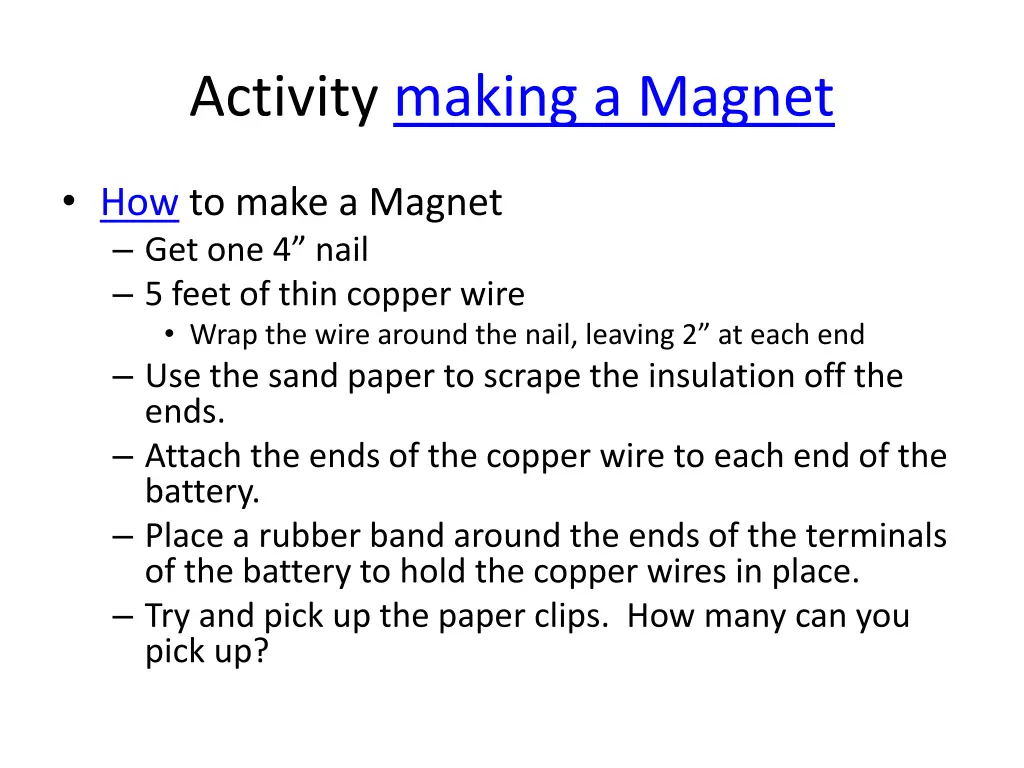 activity making a magnet