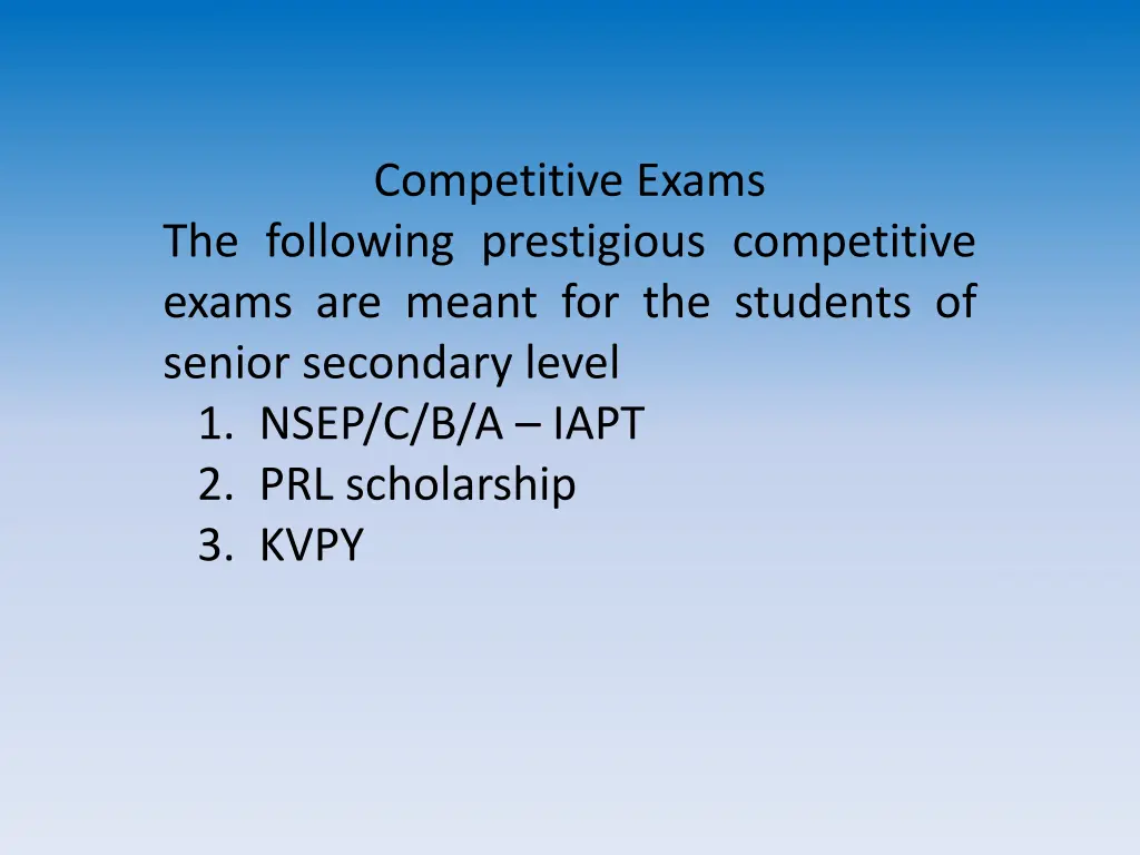 competitive exams