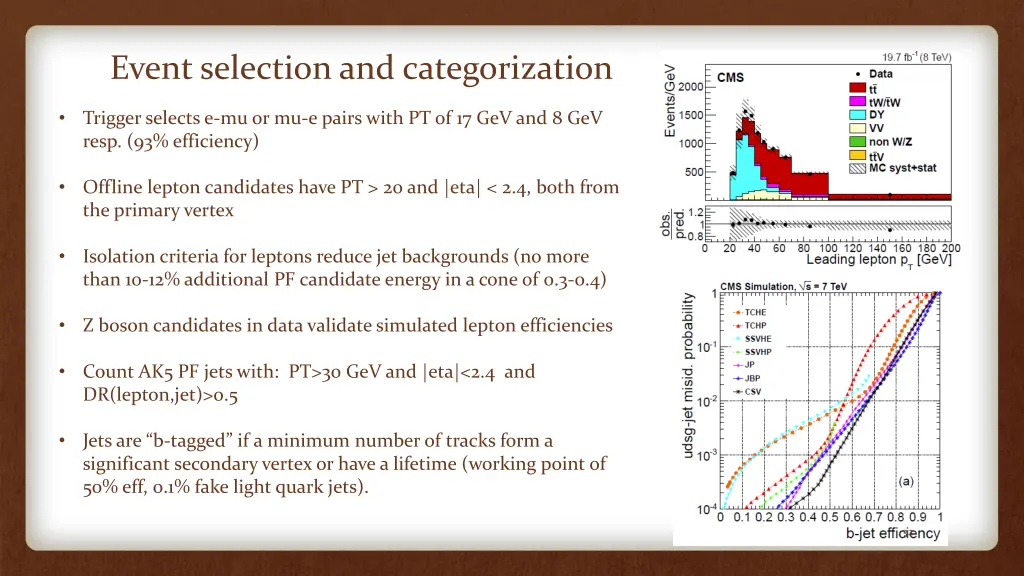 event selection and categorization