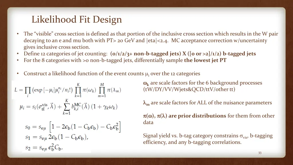 likelihood fit design