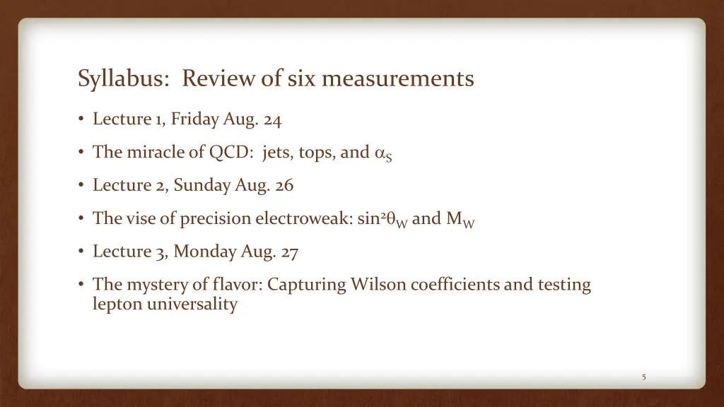 syllabus review of six measurements