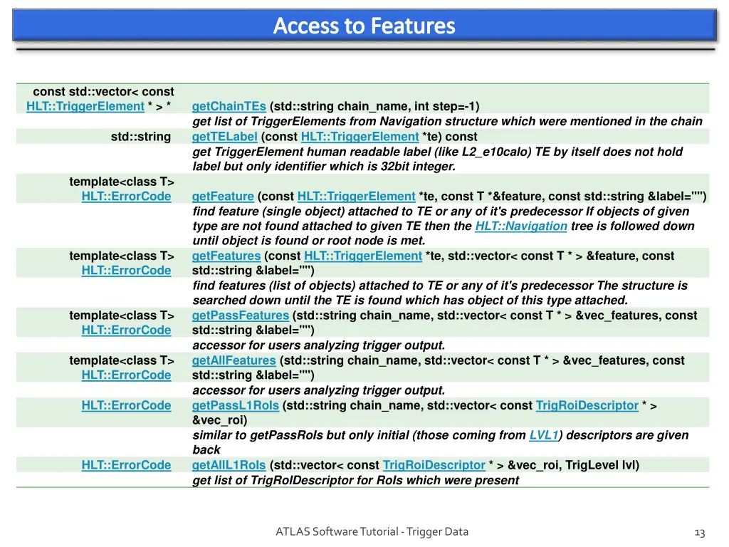 access to features