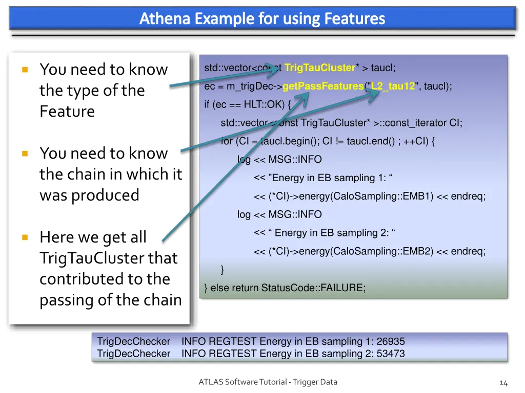 athena example for using features