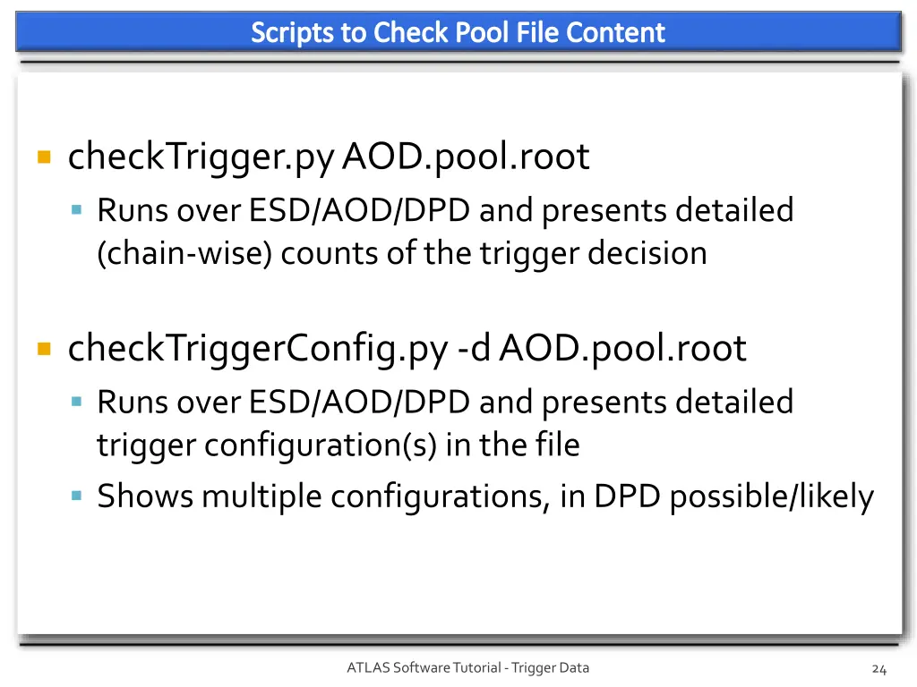 scripts to check pool file content