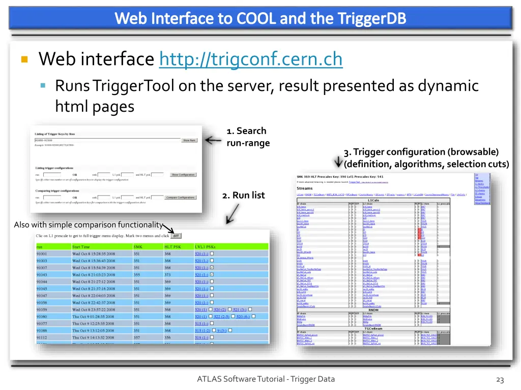 web interface to cool and the triggerdb