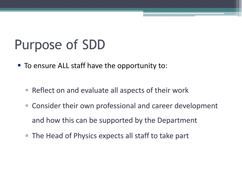 purpose of sdd