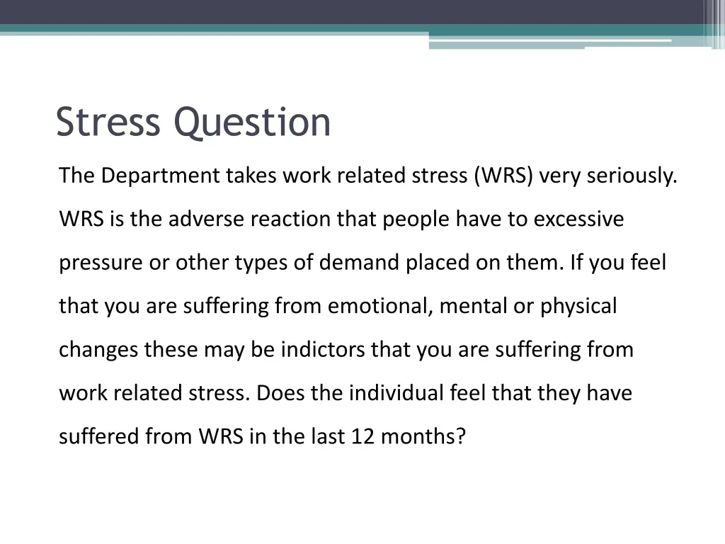 stress question