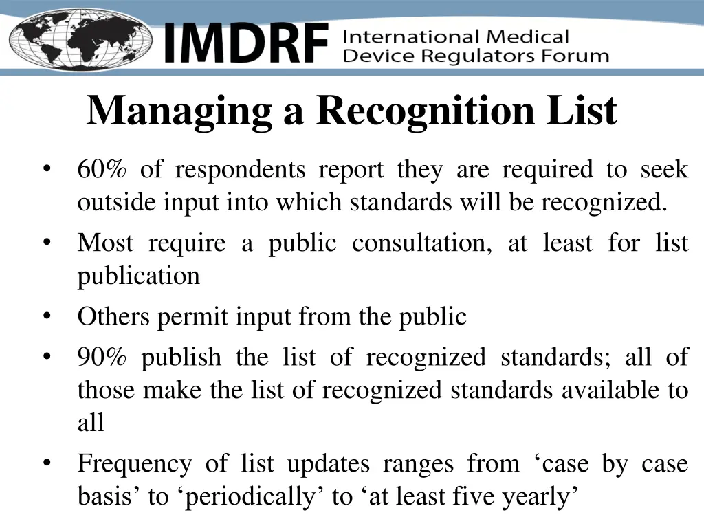 managing a recognition list