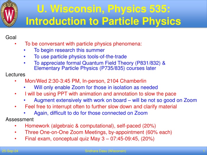 u wisconsin physics 535 introduction to particle