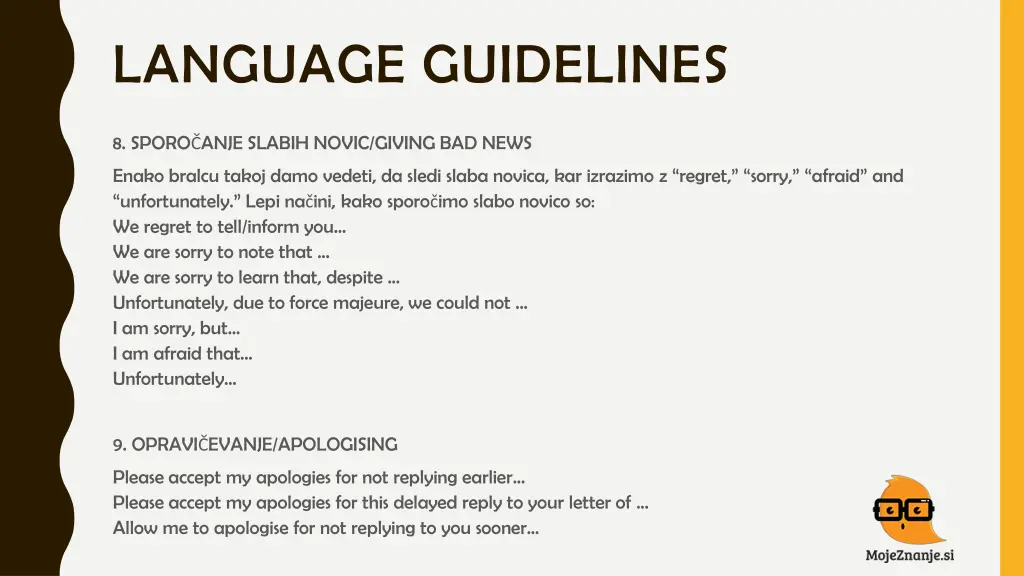 language guidelines 8