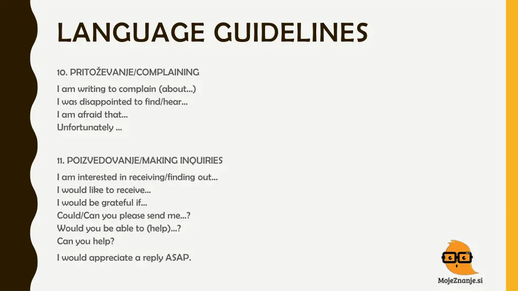 language guidelines 9