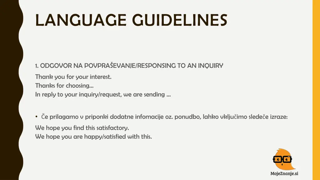 language guidelines