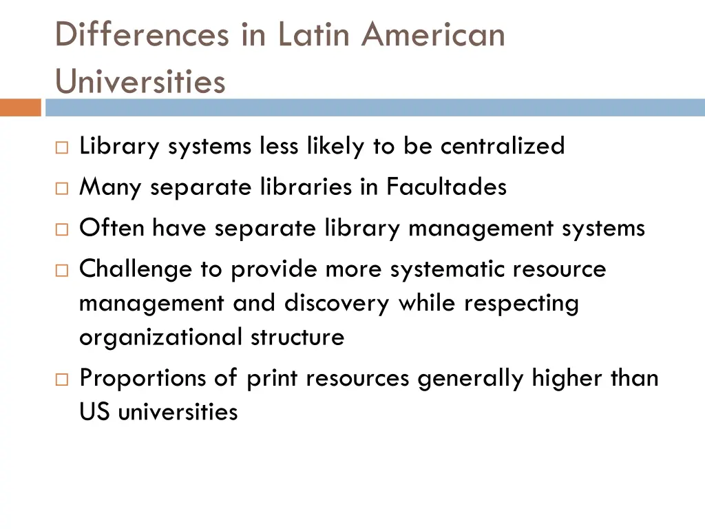 differences in latin american universities