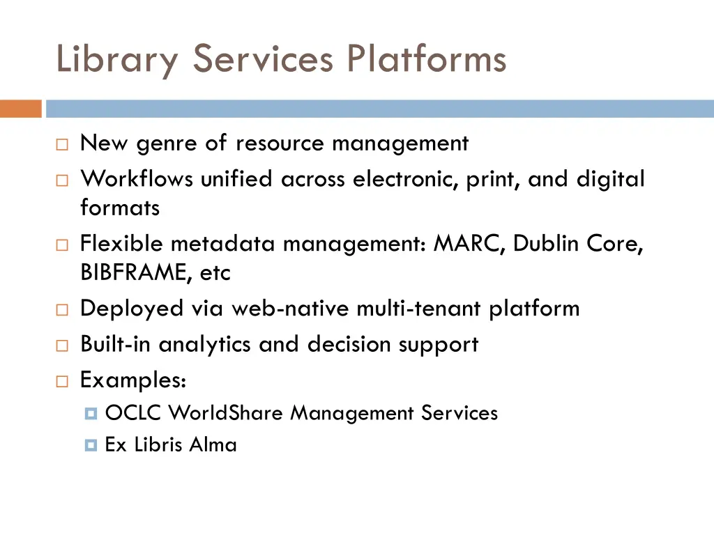 library services platforms