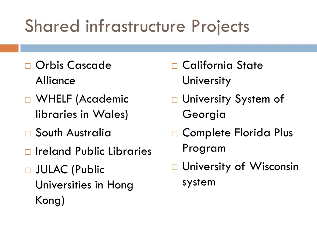 shared infrastructure projects