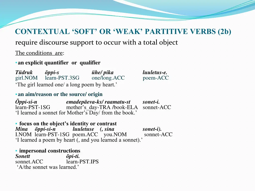 contextual soft or weak partitive verbs 2b