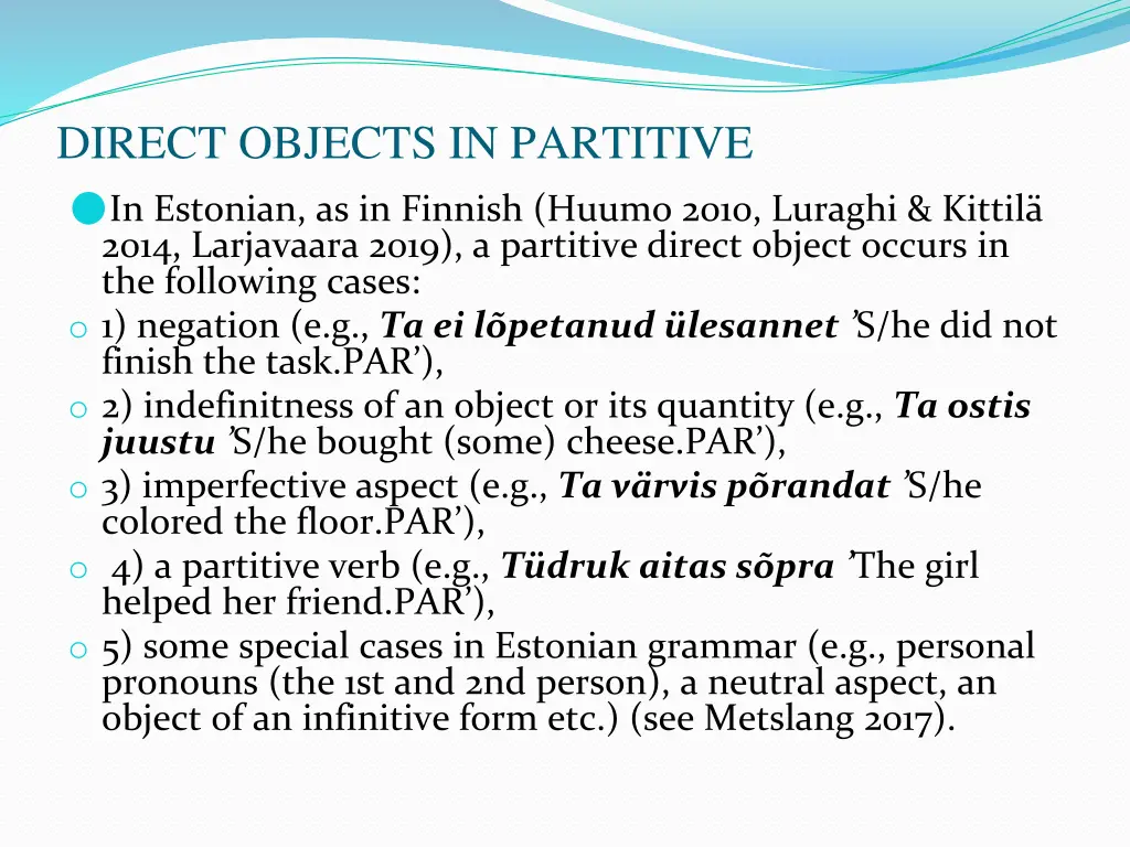 direct objects in partitive