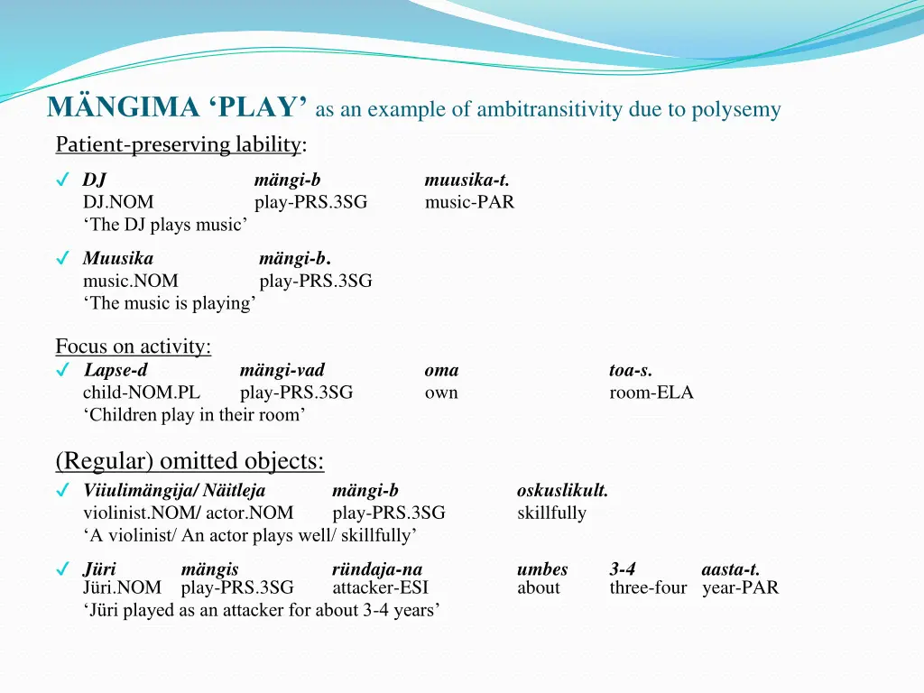 m ngima play as an example of ambitransitivity