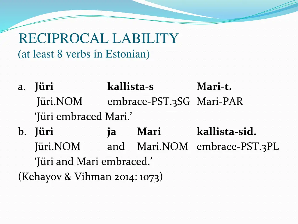 reciprocal lability at least 8 verbs in estonian