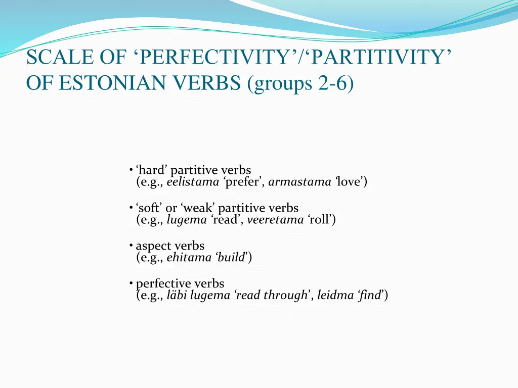 scale of perfectivity partitivity of estonian