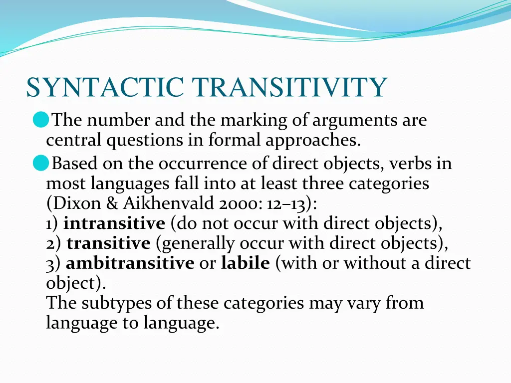 syntactic transitivity