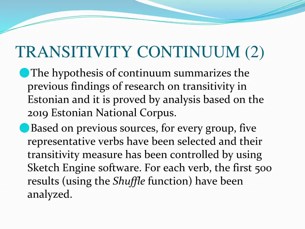 transitivity continuum 2