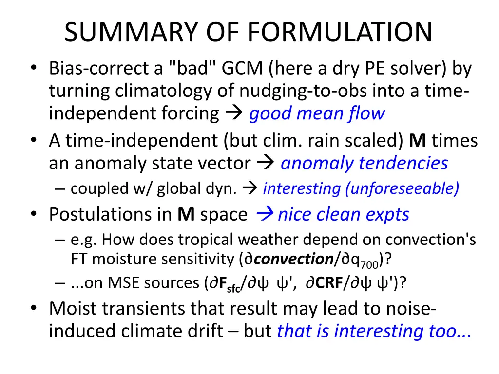 summary of formulation bias correct