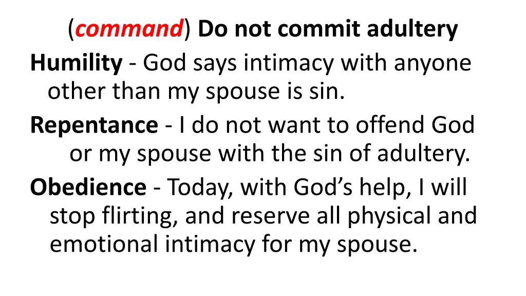 command do not commit adultery humility god says