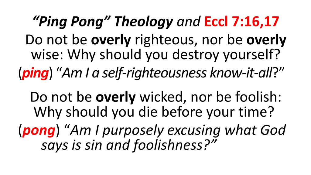 ping pong theology and eccl