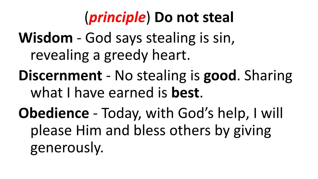 principle do not steal wisdom god says stealing