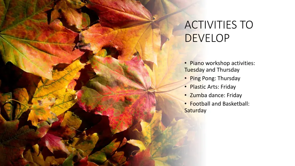 activities to develop