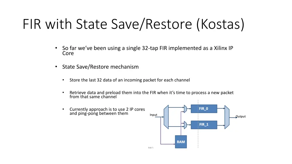 fir with state save restore kostas