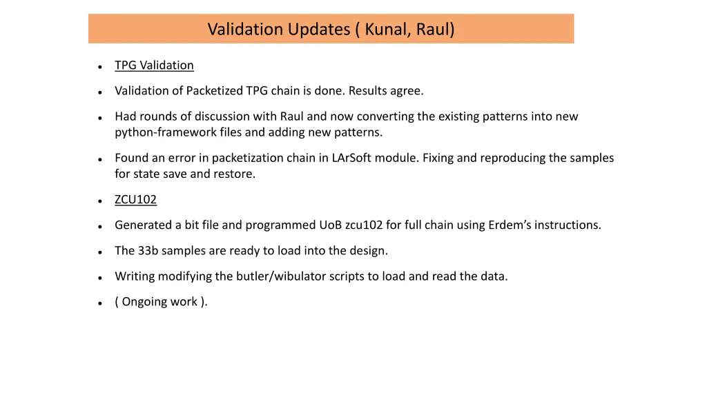 validation updates kunal raul