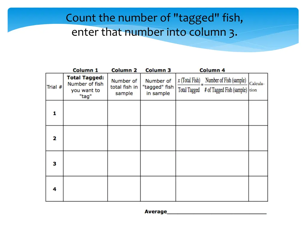 count the number of tagged fish enter that number