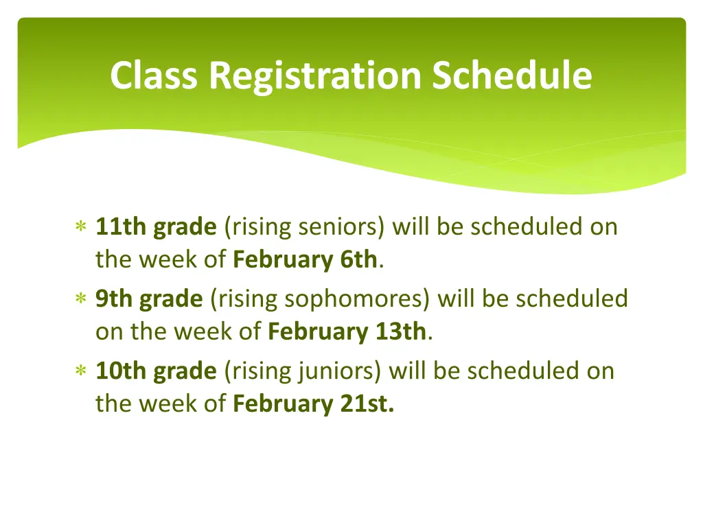 class registration schedule