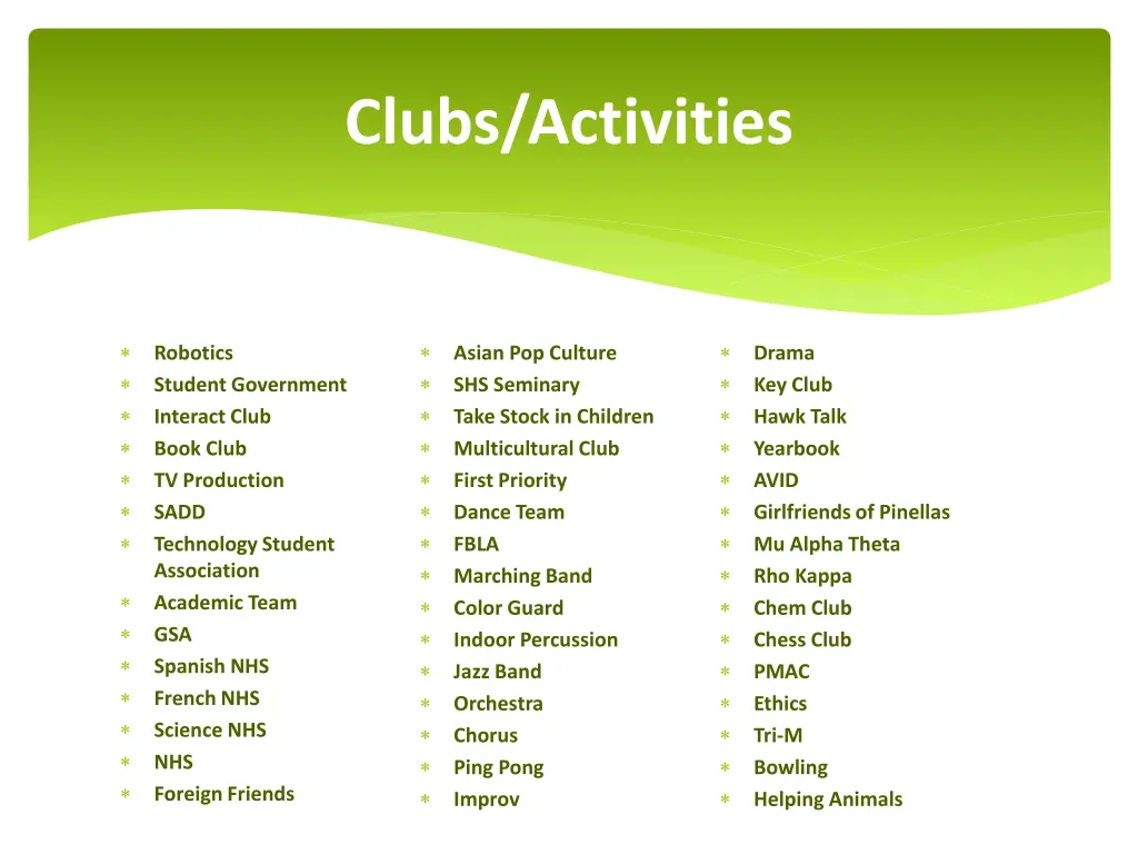 clubs activities