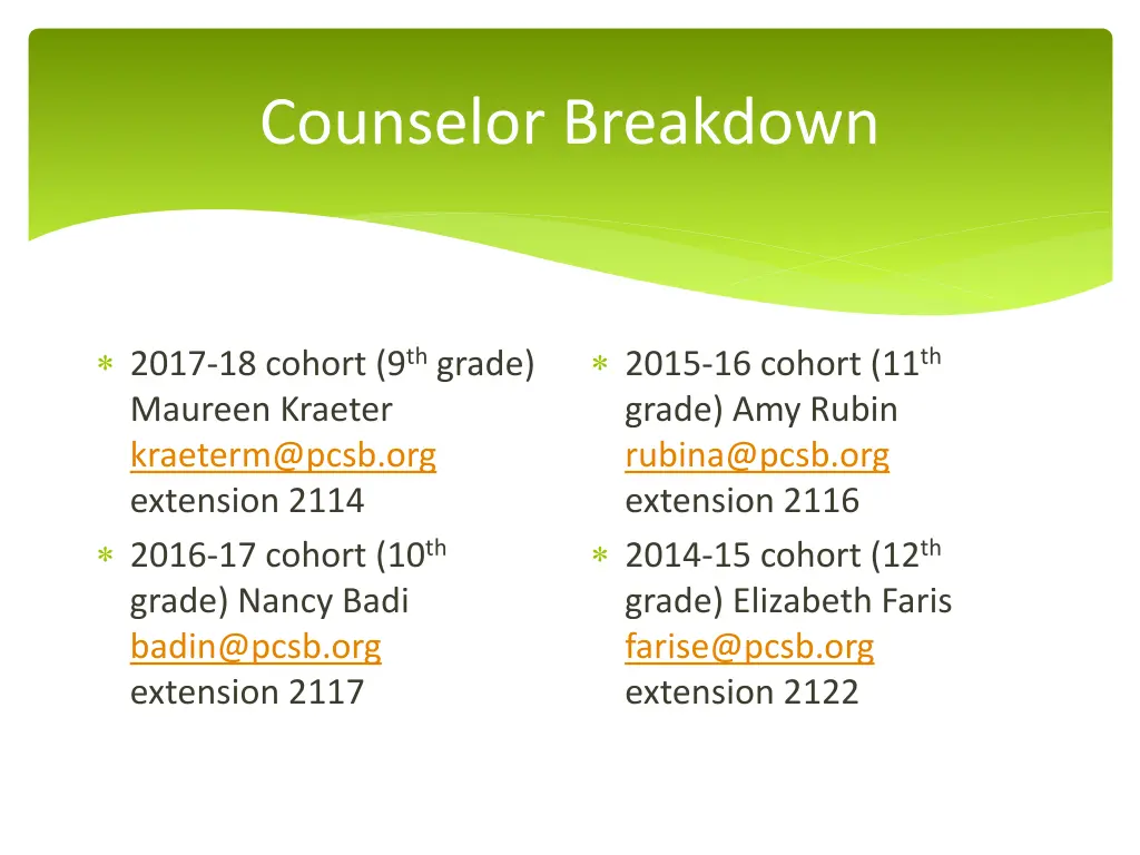 counselor breakdown