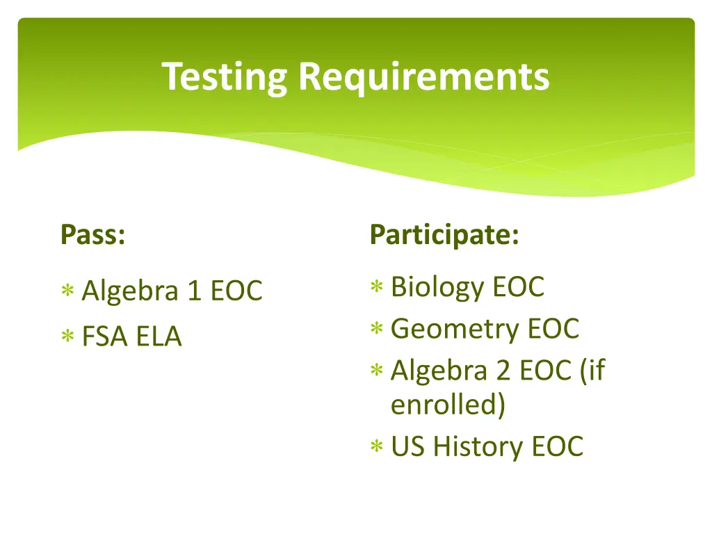 testing requirements