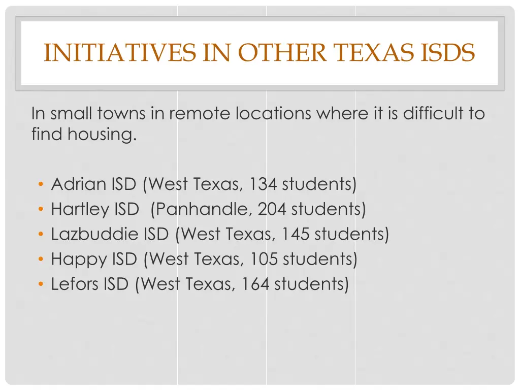 initiatives in other texas isds