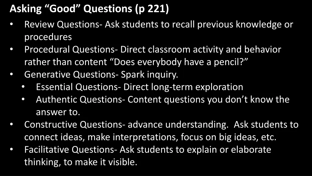 asking good questions p 221 review questions