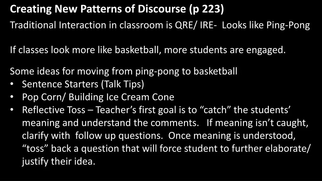 creating new patterns of discourse