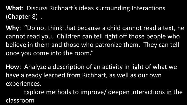 what discuss richhart s ideas surrounding