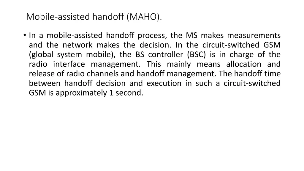 mobile assisted handoff maho