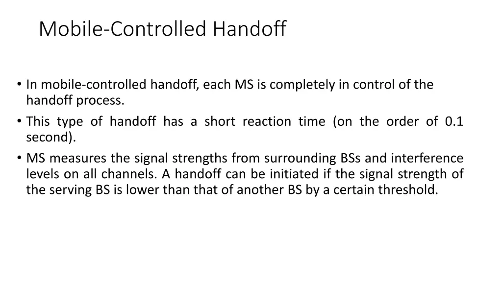 mobile controlled handoff