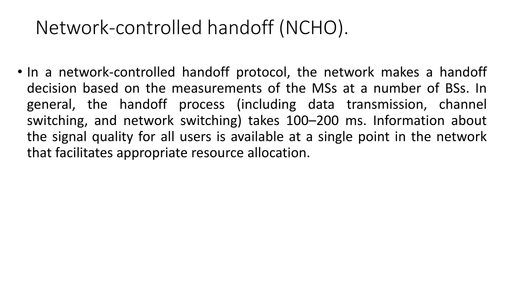 network controlled handoff ncho