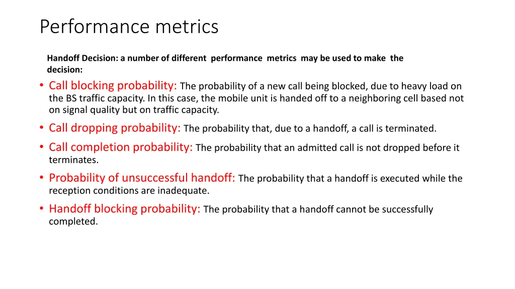 performance metrics