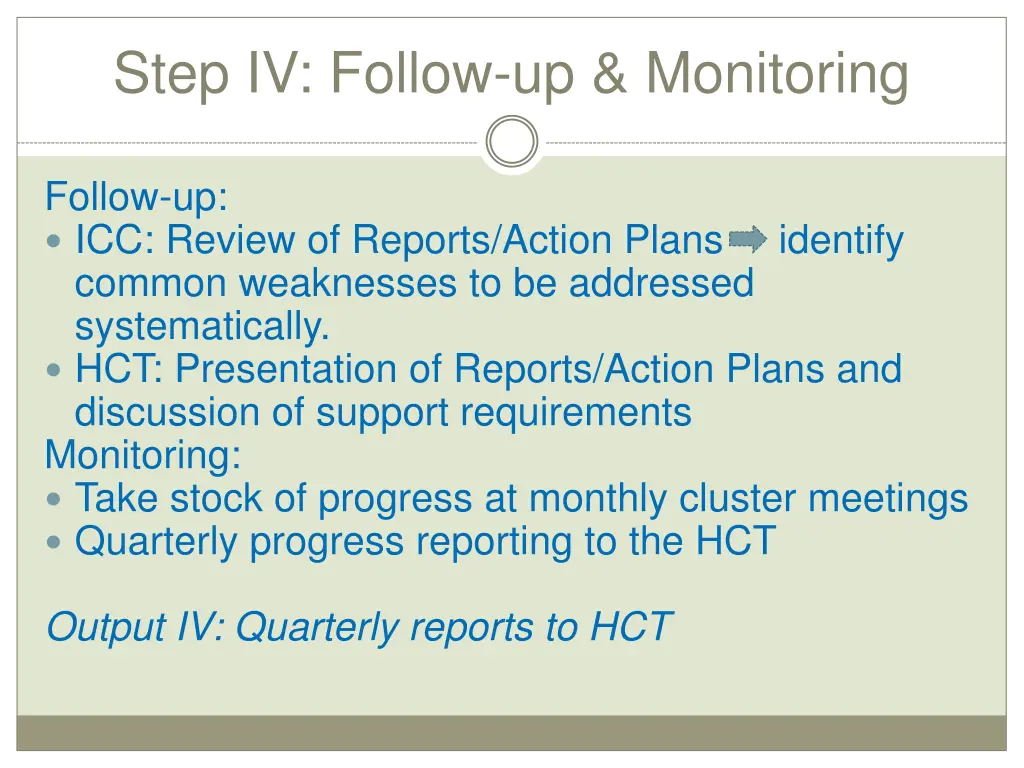 step iv follow up monitoring