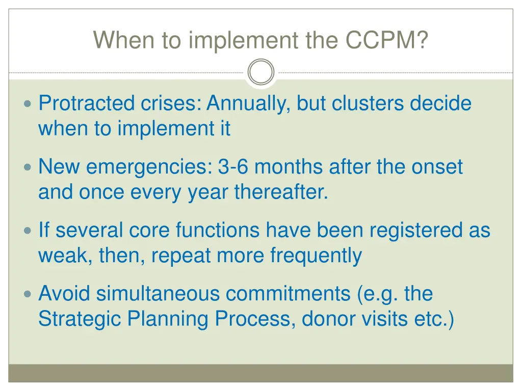 when to implement the ccpm